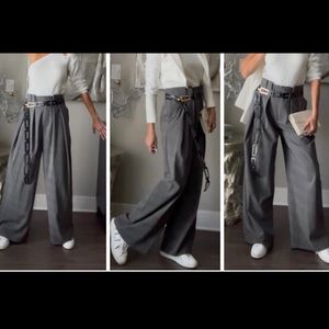 Zara Super Cool Pleated Wide Leg Pants NWT